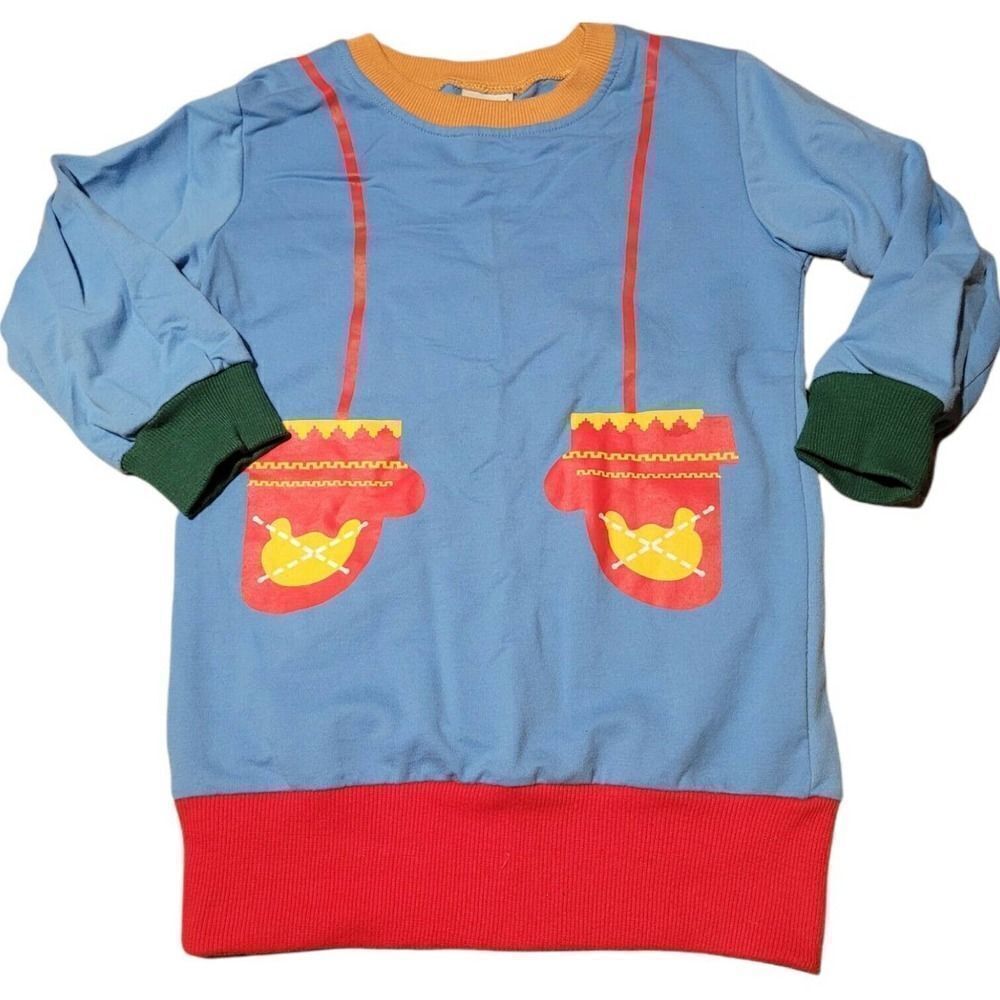 Christmas Holiday Colorblock Mitten Pullover 82Land Sweater Kids Size 6/7